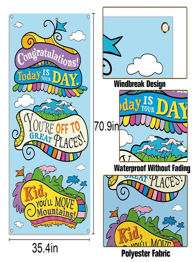 Pudodo Oh The Places You'll Go Door Cover Graduation Travel Theme Party Decor Front Door Porch Banner Photography Decoration - Image 3